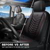 imageCAR PASS 3D Foam Faux Leather Car Seat Covers Front SeatsWaterproof Leather Front Seat Cover for CarUniversal Fit AntiSlip for SUV Truck Sedan AutomotiveArmrest Airbag CompatibleBlack and RedBlack and Red