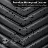 imageCAR PASS 3D Foam Faux Leather Car Seat Covers Front SeatsWaterproof Leather Front Seat Cover for CarUniversal Fit AntiSlip for SUV Truck Sedan AutomotiveArmrest Airbag CompatibleBlack and RedAll Black Leather