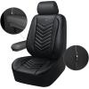 imageCAR PASS 3D Foam Faux Leather Car Seat Covers Front SeatsWaterproof Leather Front Seat Cover for CarUniversal Fit AntiSlip for SUV Truck Sedan AutomotiveArmrest Airbag CompatibleBlack and RedAll Black Leather