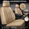 imageCAR PASS 3D Foam Faux Leather Car Seat Covers Front SeatsWaterproof Leather Front Seat Cover for CarUniversal Fit AntiSlip for SUV Truck Sedan AutomotiveArmrest Airbag CompatibleBlack and RedAll Beige
