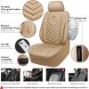 imageCAR PASS 3D Foam Faux Leather Car Seat Covers Front SeatsWaterproof Leather Front Seat Cover for CarUniversal Fit AntiSlip for SUV Truck Sedan AutomotiveArmrest Airbag CompatibleBlack and RedAll Beige