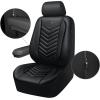 imageCAR PASS 3D Foam Faux Leather Car Seat Covers Front SeatsWaterproof Leather Front Seat Cover for CarUniversal Fit AntiSlip for SUV Truck Sedan AutomotiveArmrest Airbag CompatibleBlack and RedAll Black