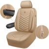 imageCAR PASS 3D Foam Faux Leather Car Seat Covers Front SeatsWaterproof Leather Front Seat Cover for CarUniversal Fit AntiSlip for SUV Truck Sedan AutomotiveArmrest Airbag CompatibleBlack and RedAll Beige