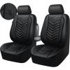 imageCAR PASS 3D Foam Faux Leather Car Seat Covers Front SeatsWaterproof Leather Front Seat Cover for CarUniversal Fit AntiSlip for SUV Truck Sedan AutomotiveArmrest Airbag CompatibleBlack and RedAll Black