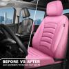 imageCAR PASS 3D Foam PU Leather Car Seat Covers Universal Seat Covers Front 2 for Trucks SUV Sedan Automotive Seat Covers Armrest Airbag Compatible Waterproof Comfortable Faux Nappa Leather Black Redall pink