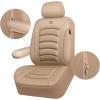 imageCAR PASS 3D Foam PU Leather Car Seat Covers Universal Seat Covers Front 2 for Trucks SUV Sedan Automotive Seat Covers Armrest Airbag Compatible Waterproof Comfortable Faux Nappa Leather Black Redall beige