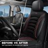 imageCAR PASS 3D Foam PU Leather Car Seat Covers Universal Seat Covers Front 2 for Trucks SUV Sedan Automotive Seat Covers Armrest Airbag Compatible Waterproof Comfortable Faux Nappa Leather Black Redblack red mesh