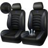 imageCAR PASS 3D Foam PU Leather Car Seat Covers Universal Seat Covers Front 2 for Trucks SUV Sedan Automotive Seat Covers Armrest Airbag Compatible Waterproof Comfortable Faux Nappa Leather Black Redblack blue mesh