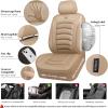 imageCAR PASS 3D Foam PU Leather Car Seat Covers Universal Seat Covers Front 2 for Trucks SUV Sedan Automotive Seat Covers Armrest Airbag Compatible Waterproof Comfortable Faux Nappa Leather Black Redall beige