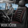 imageCAR PASS 3D Foam PU Leather Car Seat Covers Universal Seat Covers Front 2 for Trucks SUV Sedan Automotive Seat Covers Armrest Airbag Compatible Waterproof Comfortable Faux Nappa Leather Black Redblack and red front