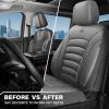 imageCAR PASS 3D Foam PU Leather Car Seat Covers Universal Seat Covers Front 2 for Trucks SUV Sedan Automotive Seat Covers Armrest Airbag Compatible Waterproof Comfortable Faux Nappa Leather Black Redall gray