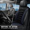 imageCAR PASS 3D Foam PU Leather Car Seat Covers Universal Seat Covers Front 2 for Trucks SUV Sedan Automotive Seat Covers Armrest Airbag Compatible Waterproof Comfortable Faux Nappa Leather Black Redblack blue mesh