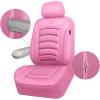 imageCAR PASS 3D Foam PU Leather Car Seat Covers Universal Seat Covers Front 2 for Trucks SUV Sedan Automotive Seat Covers Armrest Airbag Compatible Waterproof Comfortable Faux Nappa Leather Black Redall pink