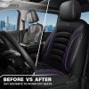 imageCAR PASS 3D Foam PU Leather Car Seat Covers Universal Seat Covers Front 2 for Trucks SUV Sedan Automotive Seat Covers Armrest Airbag Compatible Waterproof Comfortable Faux Nappa Leather Black Redblack purple mesh