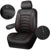 imageCAR PASS 3D Foam PU Leather Car Seat Covers Universal Seat Covers Front 2 for Trucks SUV Sedan Automotive Seat Covers Armrest Airbag Compatible Waterproof Comfortable Faux Nappa Leather Black Redblack and red front