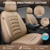 imageCAR PASS 3D Foam PU Leather Car Seat Covers Universal Seat Covers Front 2 for Trucks SUV Sedan Automotive Seat Covers Armrest Airbag Compatible Waterproof Comfortable Faux Nappa Leather Black Redall beige