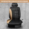 imageCAR PASS Jelly Leather Car Seat Covers Full SetWaterproof Automotive Seat Covers for Cars SUV Sedan TruckAirbag CompatibleSporty Universal Fit for Cute Women Girl Black and RedBlack Beige