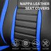 imageCAR PASS Nappa Leather Car Seat Covers Front Seats Luxury Seat Protector for Cars Waterproof AntiSlip Seat Cushion Armrest Compatible Airbag Universal for Sedan SUV Pickup Truck Auto Black RedBlack Blue