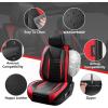 imageCAR PASS Nappa Leather Car Seat Covers Front Seats Luxury Seat Protector for Cars Waterproof AntiSlip Seat Cushion Armrest Compatible Airbag Universal for Sedan SUV Pickup Truck Auto Black RedBlack Red
