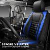 imageCAR PASS Nappa Leather Car Seat Covers Front Seats Luxury Seat Protector for Cars Waterproof AntiSlip Seat Cushion Armrest Compatible Airbag Universal for Sedan SUV Pickup Truck Auto Black RedBlack Blue