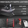 imageCAR PASS Nappa Leather Car Seat Covers Front Seats Luxury Seat Protector for Cars Waterproof AntiSlip Seat Cushion Armrest Compatible Airbag Universal for Sedan SUV Pickup Truck Auto Black RedBlack Red