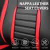 imageCAR PASS Nappa Leather Car Seat Covers Front Seats Luxury Seat Protector for Cars Waterproof AntiSlip Seat Cushion Armrest Compatible Airbag Universal for Sedan SUV Pickup Truck Auto Black RedBlack Red