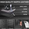 imageCAR PASS Nappa Leather Car Seat Covers Front Seats Luxury Seat Protector for Cars Waterproof AntiSlip Seat Cushion Armrest Compatible Airbag Universal for Sedan SUV Pickup Truck Auto Black RedBlack