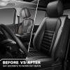 imageCAR PASS Nappa Leather Car Seat Covers Front Seats Luxury Seat Protector for Cars Waterproof AntiSlip Seat Cushion Armrest Compatible Airbag Universal for Sedan SUV Pickup Truck Auto Black RedBlack Gray