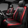 imageCAR PASS Nappa Leather Car Seat Covers Front Seats Luxury Seat Protector for Cars Waterproof AntiSlip Seat Cushion Armrest Compatible Airbag Universal for Sedan SUV Pickup Truck Auto Black RedBlack Red