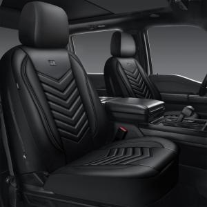 imageCAR PASS 3D Foam Faux Leather Car Seat Covers Front SeatsWaterproof Leather Front Seat Cover for CarUniversal Fit AntiSlip for SUV Truck Sedan AutomotiveArmrest Airbag CompatibleBlack and RedAll Black