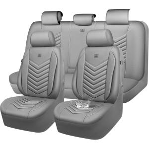 imageCAR PASS 3D Foam Faux Leather Car Seat Covers Front SeatsWaterproof Leather Front Seat Cover for CarUniversal Fit AntiSlip for SUV Truck Sedan AutomotiveArmrest Airbag CompatibleBlack and RedAll Gray