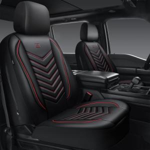 imageCAR PASS 3D Foam Faux Leather Car Seat Covers Front SeatsWaterproof Leather Front Seat Cover for CarUniversal Fit AntiSlip for SUV Truck Sedan AutomotiveArmrest Airbag CompatibleBlack and RedBlack and Red