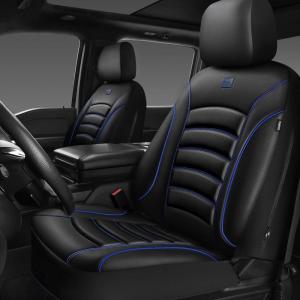 imageCAR PASS 3D Foam PU Leather Car Seat Covers Universal Seat Covers Front 2 for Trucks SUV Sedan Automotive Seat Covers Armrest Airbag Compatible Waterproof Comfortable Faux Nappa Leather Black Redblack blue