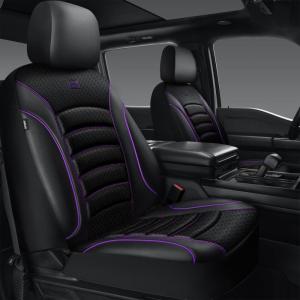 imageCAR PASS 3D Foam PU Leather Car Seat Covers Universal Seat Covers Front 2 for Trucks SUV Sedan Automotive Seat Covers Armrest Airbag Compatible Waterproof Comfortable Faux Nappa Leather Black Redblack purple mesh