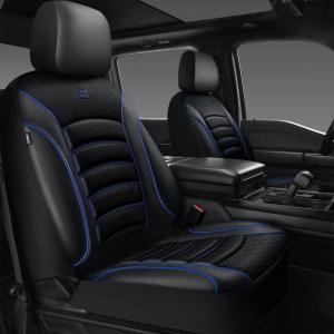 imageCAR PASS 3D Foam PU Leather Car Seat Covers Universal Seat Covers Front 2 for Trucks SUV Sedan Automotive Seat Covers Armrest Airbag Compatible Waterproof Comfortable Faux Nappa Leather Black Redblack blue mesh
