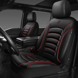 imageCAR PASS 3D Foam PU Leather Car Seat Covers Universal Seat Covers Front 2 for Trucks SUV Sedan Automotive Seat Covers Armrest Airbag Compatible Waterproof Comfortable Faux Nappa Leather Black Redblack and red front