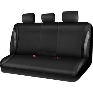 imageCAR PASS Jelly Leather Car Seat Covers Full SetWaterproof Automotive Seat Covers for Cars SUV Sedan TruckAirbag CompatibleSporty Universal Fit for Cute Women Girl Black and RedBlack Rear