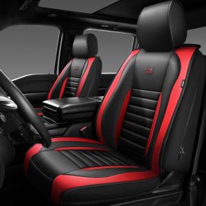 imageCAR PASS Nappa Leather Car Seat Covers Front Seats Luxury Seat Protector for Cars Waterproof AntiSlip Seat Cushion Armrest Compatible Airbag Universal for Sedan SUV Pickup Truck Auto Black RedBlack Red