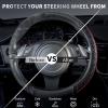 imageCAR PASS Leather Rubber Steering Wheel Covers SetTire Tread Pattern DesignNonSlip WearResistantEquipped with Mobile Phone Holder and Nonslip Cup Mat Suitable for Steering Wheel 14 1215BlackRed and BlackTruck