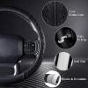 imageCAR PASS Leather Rubber Steering Wheel Covers SetTire Tread Pattern DesignNonSlip WearResistantEquipped with Mobile Phone Holder and Nonslip Cup Mat Suitable for Steering Wheel 14 1215BlackBlackTruck