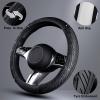 imageCAR PASS Leather Rubber Steering Wheel Covers SetTire Tread Pattern DesignNonSlip WearResistantEquipped with Mobile Phone Holder and Nonslip Cup Mat Suitable for Steering Wheel 14 1215BlackBlack