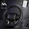 imageCAR PASS Leather Rubber Steering Wheel Covers SetTire Tread Pattern DesignNonSlip WearResistantEquipped with Mobile Phone Holder and Nonslip Cup Mat Suitable for Steering Wheel 14 1215BlackBlackTruck