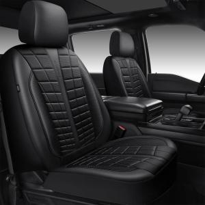 imageCAR PASS 3D Air Mesh Seat Covers for Car Leather Car Seat Cover Front Seats Breathable Foam Premium Leather Mesh Front Seat Covers Universal Fit for Cars Sedans Trucks Vans SUVs All Black