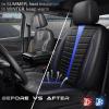 imageCAR PASS 3D Air Mesh Seat Covers for Car Leather Car Seat Cover Front SeatsBreathable Foam Premium Leather Mesh Front Seat Covers Universal Fit for Cars Sedans Trucks Vans SUVs Black RedBlack Blue Front Seat