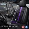 imageCAR PASS 3D Air Mesh Seat Covers for Car Leather Car Seat Cover Front SeatsBreathable Foam Premium Leather Mesh Front Seat Covers Universal Fit for Cars Sedans Trucks Vans SUVs Black RedBlack Purple Front Seat