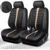 imageCAR PASS 3D Air Mesh Seat Covers for Car Leather Car Seat Cover Front SeatsBreathable Foam Premium Leather Mesh Front Seat Covers Universal Fit for Cars Sedans Trucks Vans SUVs Black RedBlack Beige Front Seat