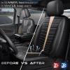 imageCAR PASS 3D Air Mesh Seat Covers for Car Leather Car Seat Cover Front SeatsBreathable Foam Premium Leather Mesh Front Seat Covers Universal Fit for Cars Sedans Trucks Vans SUVs Black RedBlack Beige Front Seat