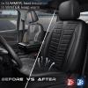 imageCAR PASS 3D Air Mesh Seat Covers for Car Leather Car Seat Cover Front SeatsBreathable Foam Premium Leather Mesh Front Seat Covers Universal Fit for Cars Sedans Trucks Vans SUVs Black RedAll Black Front Seat