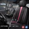 imageCAR PASS 3D Air Mesh Seat Covers for Car Leather Car Seat Cover Front SeatsBreathable Foam Premium Leather Mesh Front Seat Covers Universal Fit for Cars Sedans Trucks Vans SUVs Black RedBlack Pink Front Seat