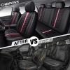 imageCAR PASS 3D Air Mesh Seat Covers for Car Leather Car Seat Cover Front SeatsBreathable Foam Premium Leather Mesh Front Seat Covers Universal Fit for Cars Sedans Trucks Vans SUVs Black RedBlack Pink Full Set